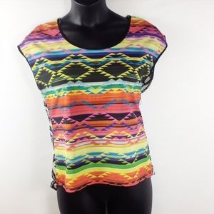 Eye Shadow Women's Aztec Print Sleeveless Top Med
